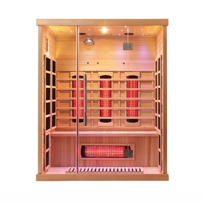 Máy xông hơi bằng gỗ Hemlock 3 người Phòng xông hơi hồng ngoại xa với ánh sáng đầy màu sắc 2100 Watt