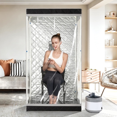 Full View Black Waterproof Cloth Sauna hơi nước di động với dung lượng nước 4L