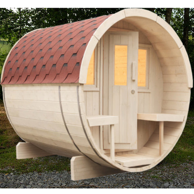 Solid Wood Hemlock Cedar Outdoor Barrel Sauna ẩm ướt hơi nước phòng tắm truyền thống