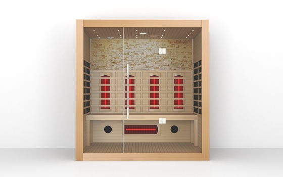 Gỗ rắn 4 người phòng tắm sauna hồng ngoại cửa đầy tắm sauna gỗ khô hồng ngoại