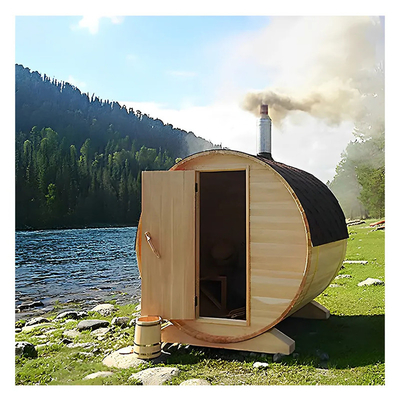 Cây ngoài trời Canada Cedar đỏ Sauna thùng hơi với lò sưởi