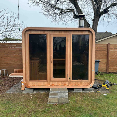 Hạt khí điều chỉnh Hemlock Cedar Sauna Đối với 5-6 người Cửa thủy tinh nóng dễ dàng lắp ráp