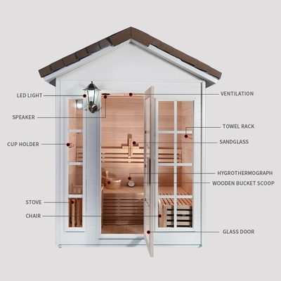 Phòng xông hơi khô bằng gỗ rắn tuyết tùng đỏ cho 1 người với bếp 6KW