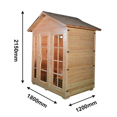 Red Cedar Hemlock Phòng xông hơi khô bằng gỗ rắn ngoài trời cho 1 người