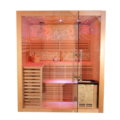 Phòng xông hơi khô tại nhà bằng gỗ Hemlock cho 4 - 5 người với lò sưởi bếp 6kw
