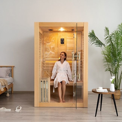 Phòng xông hơi ướt truyền thống trong nhà bằng gỗ tuyết tùng đỏ cho 2 người