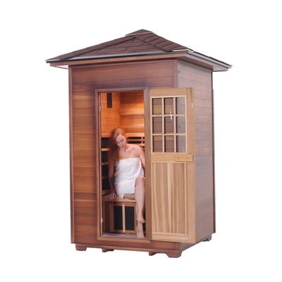 Red Cedar Hemlock Corner Phòng xông hơi khô hồng ngoại ngoài trời bằng gỗ cho 2 người