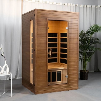 Máy sưởi bảng điều khiển carbon bằng gỗ rắn trong nhà Phòng xông hơi hồng ngoại xa cho 2 người