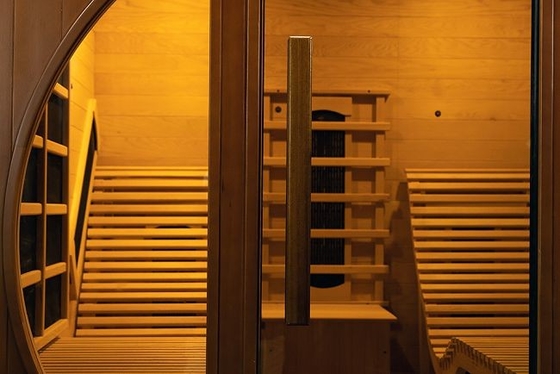 Smatmak 1350W Sauna hồng ngoại xa LED Sauna năng lượng màu gỗ với kính thấm thông minh