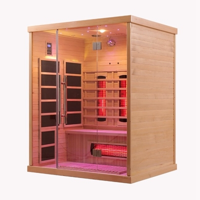 Sauna hồng ngoại xa với bảng điều khiển và đèn LED