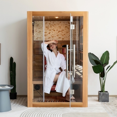 Nhà cung cấp Nhà máy Phòng xông hơi hồng ngoại xa bằng gỗ thư giãn sang trọng cho 2 người