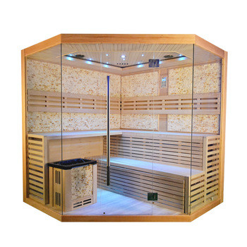 Kích thước 5 - 8 người Phòng xông hơi khô truyền thống Hemlock sang trọng với lò sưởi 6kw