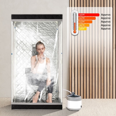 Full View Black Waterproof Cloth Sauna hơi nước di động với dung lượng nước 4L