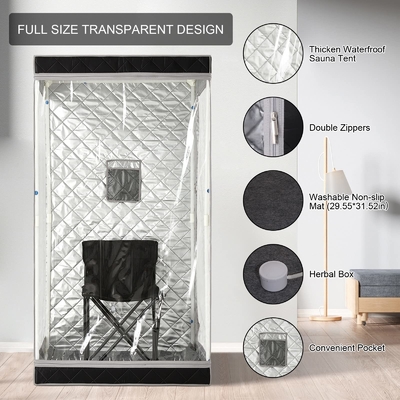 Full View Black Waterproof Cloth Sauna hơi nước di động với dung lượng nước 4L