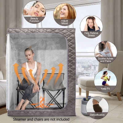 Xám Full Size Sauna hơi nước di động Nhà spa Sauna với dung lượng nước 4L