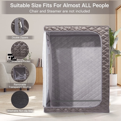 Xám Full Size Sauna hơi nước di động Nhà spa Sauna với dung lượng nước 4L