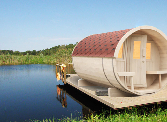 Solid Wood Hemlock Cedar Outdoor Barrel Sauna ẩm ướt hơi nước phòng tắm truyền thống