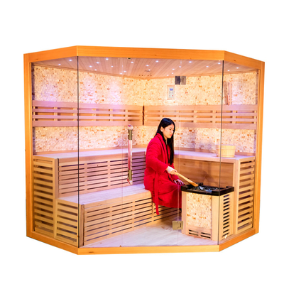 Phòng sauna gia đình truyền thống sang trọng 5 - 6 người Phòng sauna hơi nước muối Himalaya