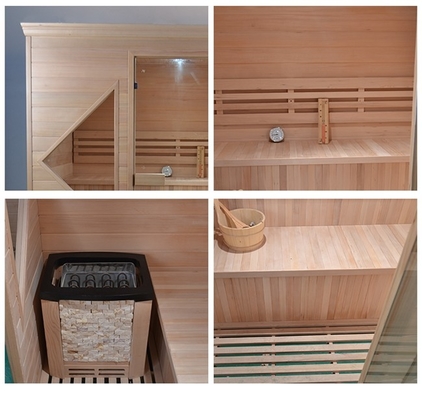 Hemlock gỗ cửa tay cầm nhà phòng tắm hơi với bếp và đá