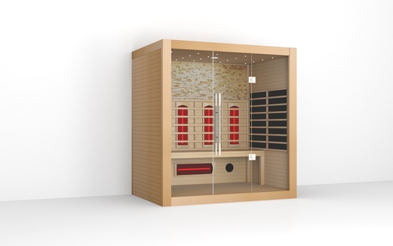Gỗ rắn 4 người phòng tắm sauna hồng ngoại cửa đầy tắm sauna gỗ khô hồng ngoại