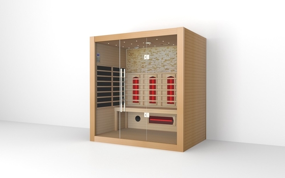 Gỗ rắn 4 người phòng tắm sauna hồng ngoại cửa đầy tắm sauna gỗ khô hồng ngoại