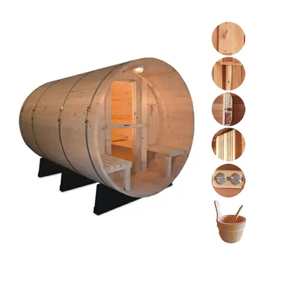 Canadian Red Cedar Wood Sauna ngoài trời Sauna thùng hơi nước với bếp gỗ