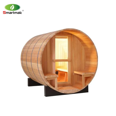Canadian Red Cedar Wood Sauna ngoài trời Sauna thùng hơi nước với bếp gỗ