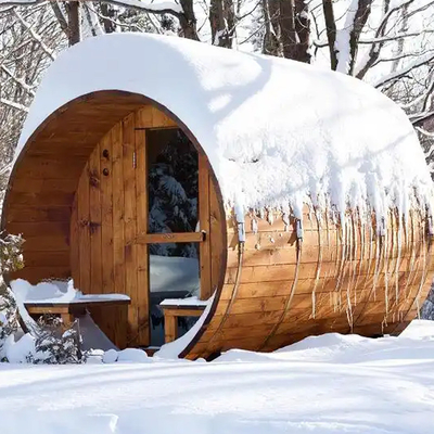 Canadian Red Cedar Wood Sauna ngoài trời Sauna thùng hơi nước với bếp gỗ