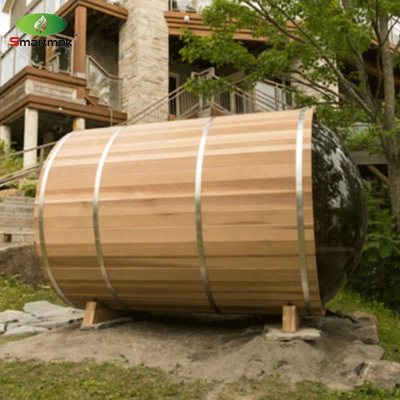 Panoramic Glass Wood Barrel Sauna ngoài trời Nhà sử dụng phòng tắm hơi nước