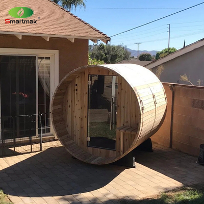 5 người Sauna ngoài trời Canada Cedar sưởi ấm gỗ thùng Sauna với hiên trước
