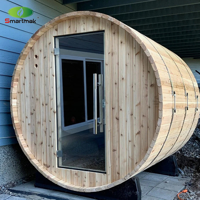5 người Sauna ngoài trời Canada Cedar sưởi ấm gỗ thùng Sauna với hiên trước