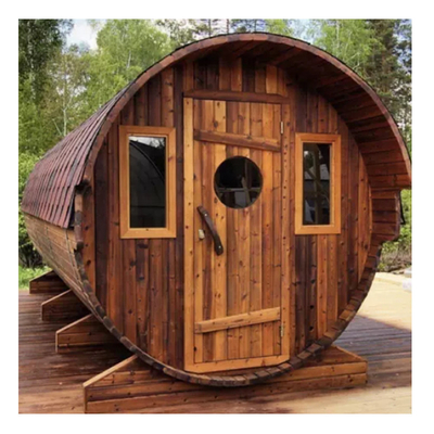 Cửa sổ toàn cảnh Sauna thùng gỗ Cedar 6 người Với máy sưởi đốt gỗ