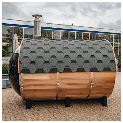 Cửa sổ toàn cảnh Sauna thùng gỗ Cedar 6 người Với máy sưởi đốt gỗ