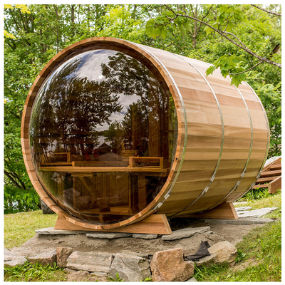 Sauna ngoài trời với cửa sổ toàn cảnh