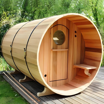 Canadian Wood Hemlock / Red Cedar Barrel phòng tắm hơi nước truyền thống cho ngoài trời