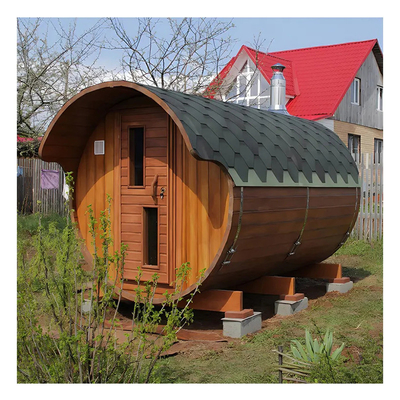 Cây ngoài trời Canada Cedar đỏ Sauna thùng hơi với lò sưởi