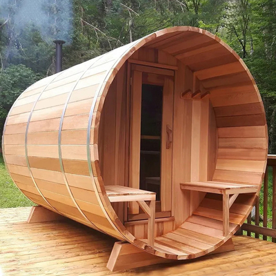 Cây ngoài trời Canada Cedar đỏ Sauna thùng hơi với lò sưởi
