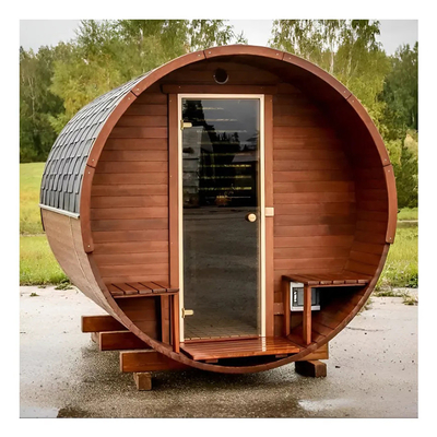 Cây ngoài trời Canada Cedar đỏ Sauna thùng hơi với lò sưởi
