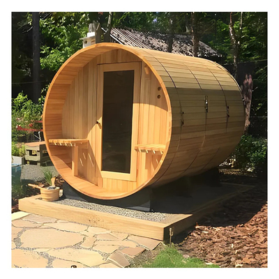 Cedar Wood Outdoor Barrel Saunas hơi nước với bếp đốt gỗ