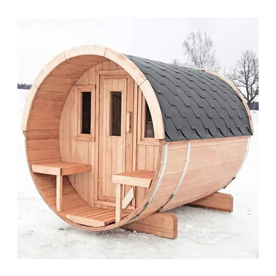 Sauna ngoài trời với thùng lớn Panoramic 4-8 Sauna hơi nước với thùng gỗ truyền thống