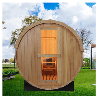 Sauna ngoài trời với thùng lớn Panoramic 4-8 Sauna hơi nước với thùng gỗ truyền thống