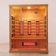 Sauna hồng ngoại xa với bảng điều khiển và đèn LED