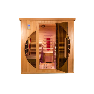 Smatmak 1350W Sauna hồng ngoại xa LED Sauna năng lượng màu gỗ với kính thấm thông minh