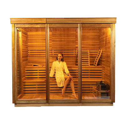 Hemlock / Red Cedar Steam Sauna Room With Ozone Generator LED Light Phong cách thiết kế hiện đại