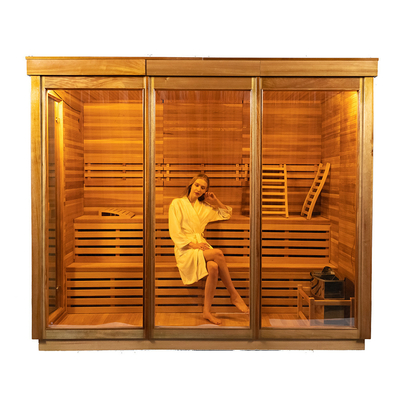 Hemlock / Red Cedar Steam Sauna Room With Ozone Generator LED Light Phong cách thiết kế hiện đại