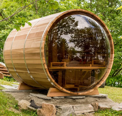 Hạt khí điều chỉnh Hemlock gỗ Sauna khô ngoài trời cửa kính đầy nhiệt độ khoảng 15-90.C