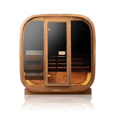 Hemlock Sauna khô ngoài trời với cửa kính đầy - 15-90 ° C nhiệt độ
