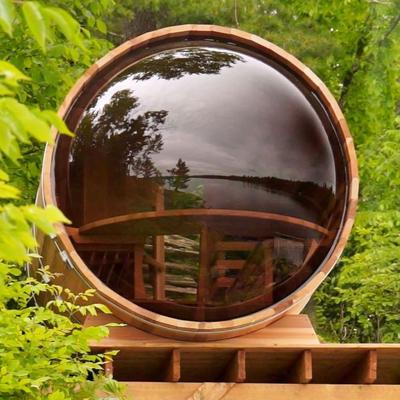 Cửa kính đầy đủ có thể điều chỉnh Cedar Sauna ngoài trời khô với hệ thống âm nhạc Bluetooth cho 5-6 người