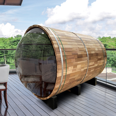 Hạt khí điều chỉnh Hemlock gỗ Sauna khô ngoài trời cửa kính đầy nhiệt độ khoảng 15-90.C